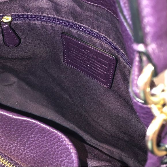 COACH Madison Phoebe Tumbled Purple Leather Purple Lining 3 Section Shoulder Bag - Picture 16 of 16